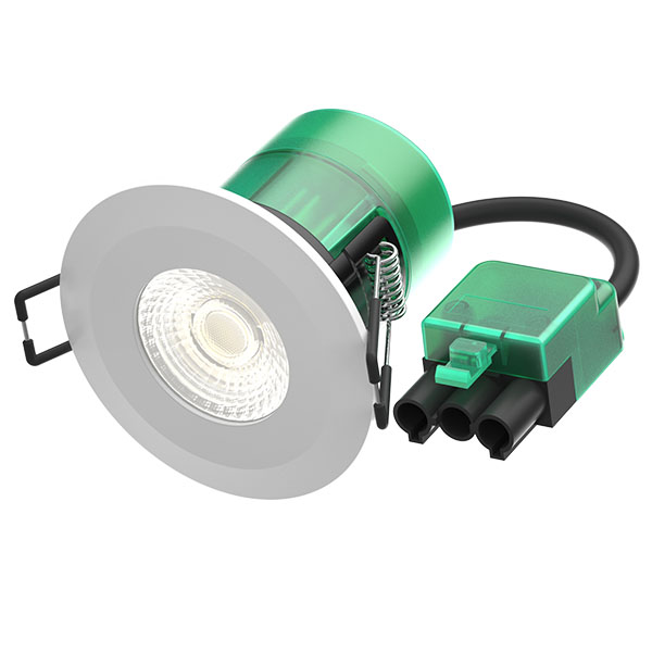 10500 - Firestay 6W LED Integrated Fixed Downlight - 40° Beam - Includes White & Satin Bezels - 3000K